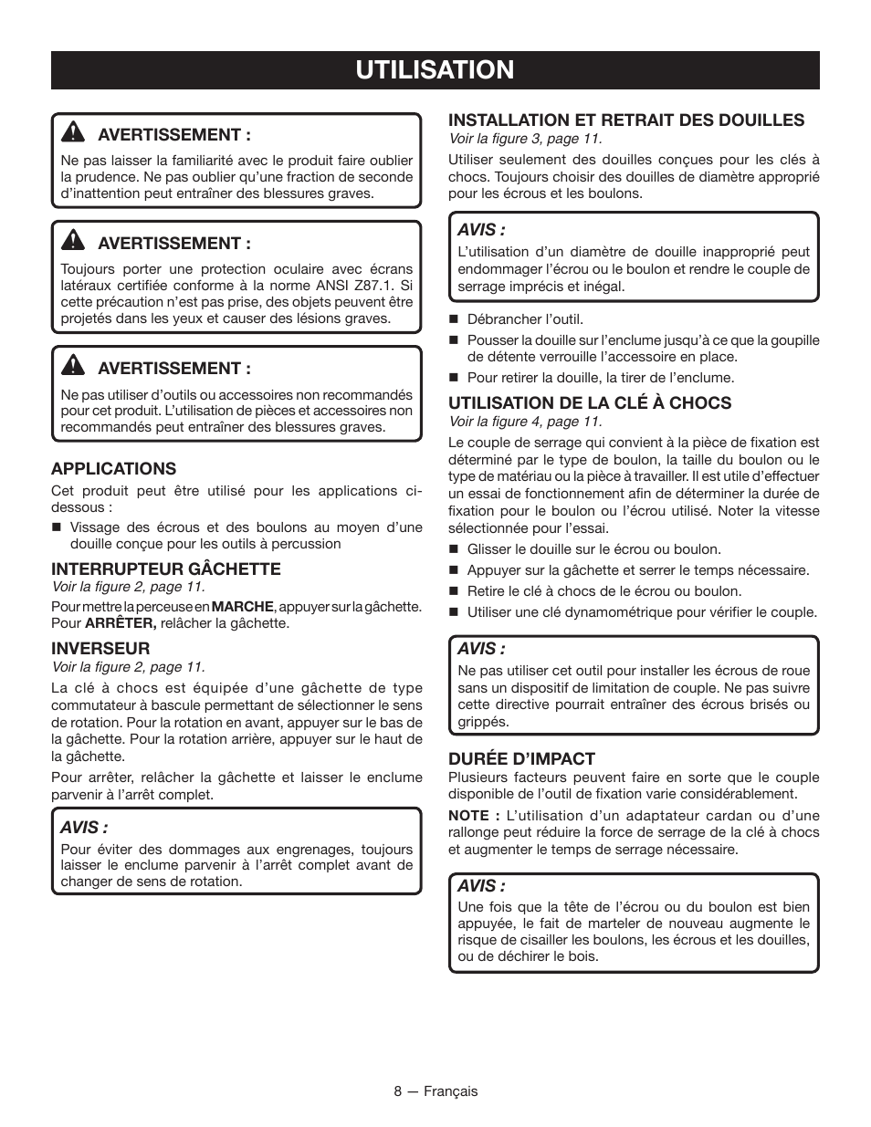 Utilisation | Ryobi D700W User Manual | Page 16 / 28