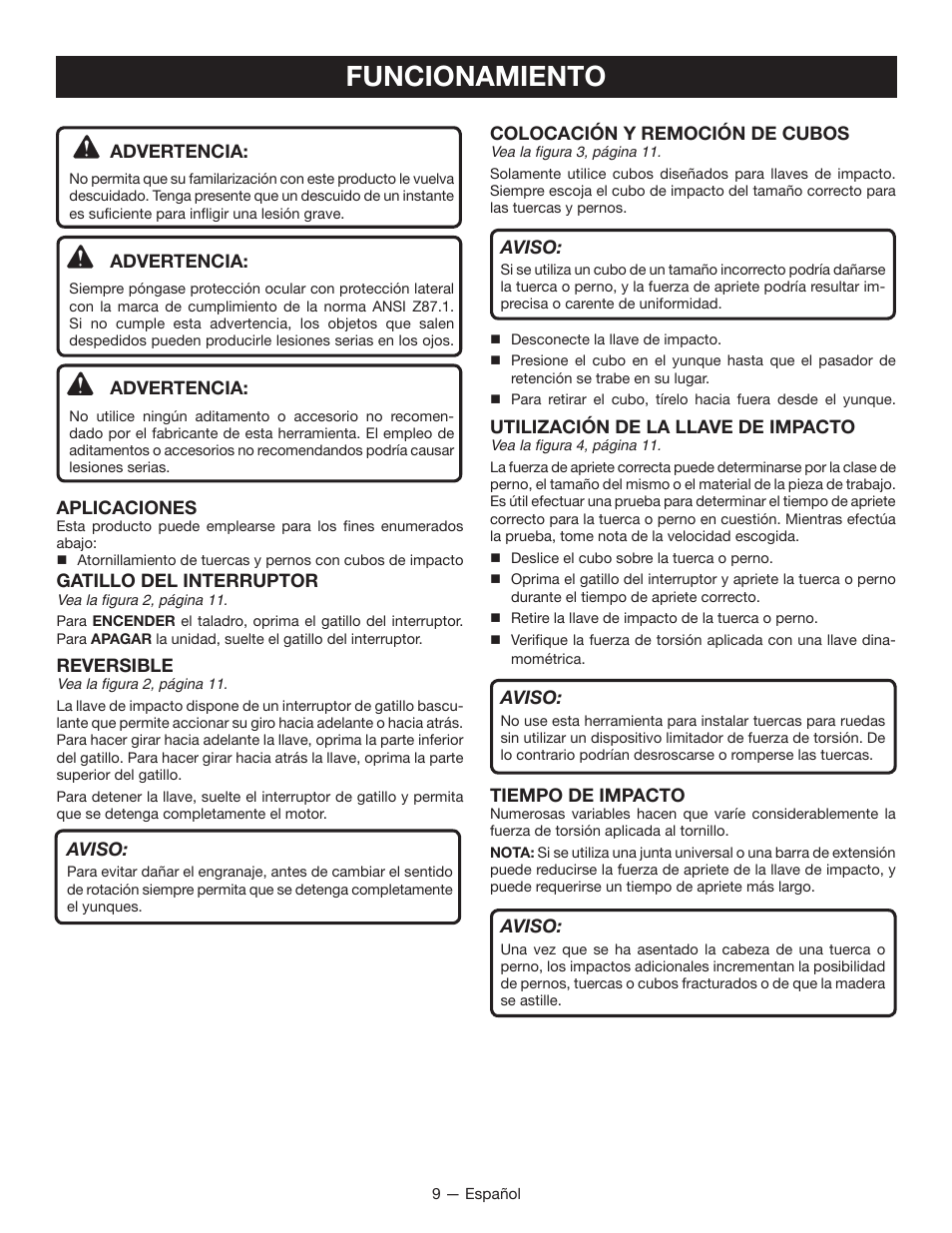 Funcionamiento | Ryobi D700W User Manual | Page 25 / 28