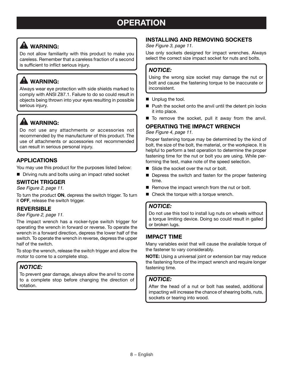 Operation | Ryobi D700W User Manual | Page 8 / 28