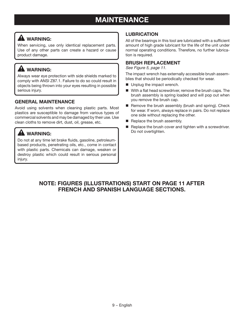 Maintenance | Ryobi D700W User Manual | Page 9 / 28