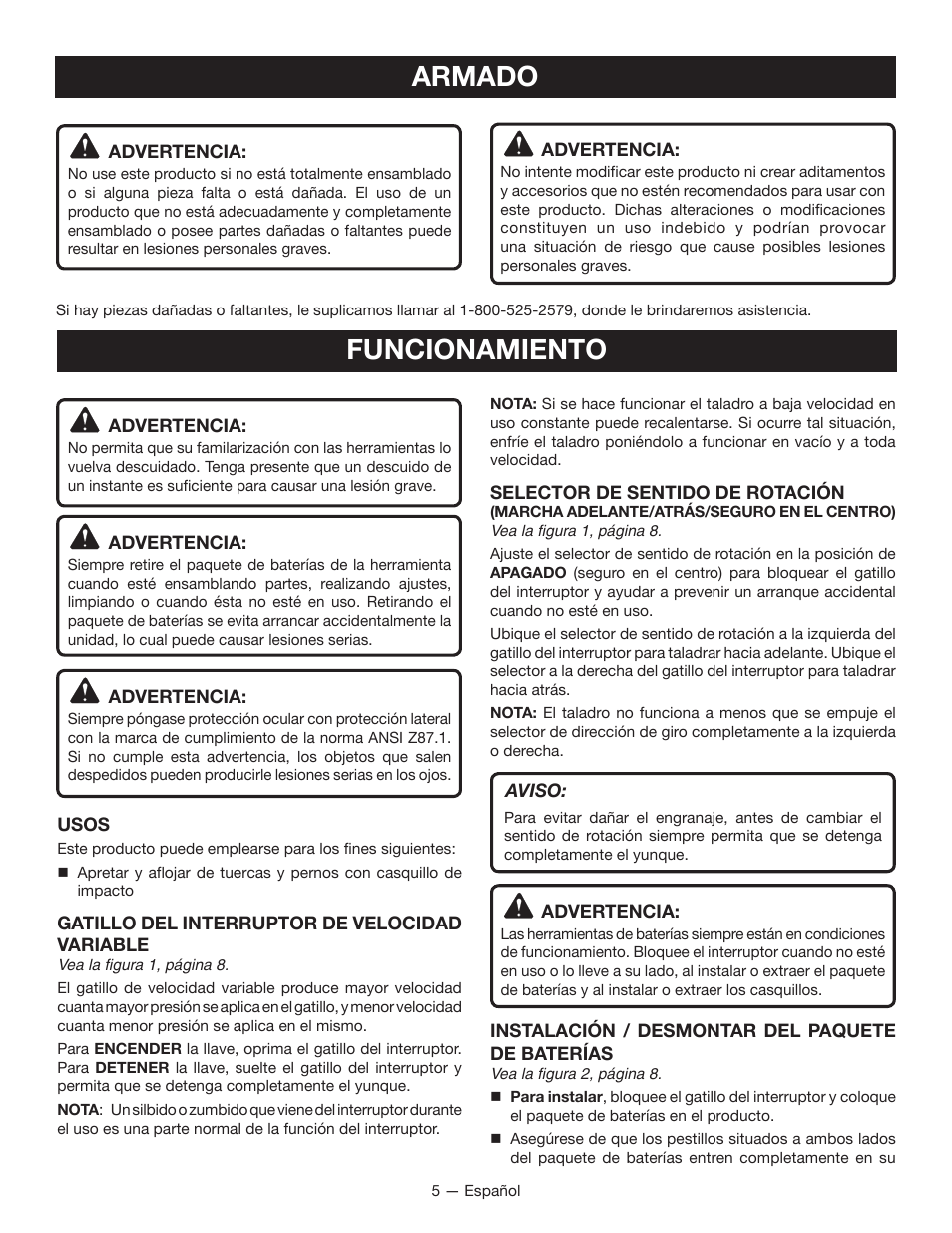 Armado funcionamiento | Ryobi P261 User Manual | Page 15 / 20
