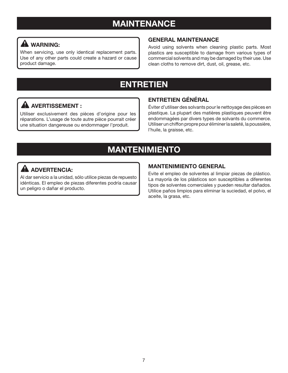 Maintenance entretien mantenimiento | Ryobi P261 User Manual | Page 17 / 20