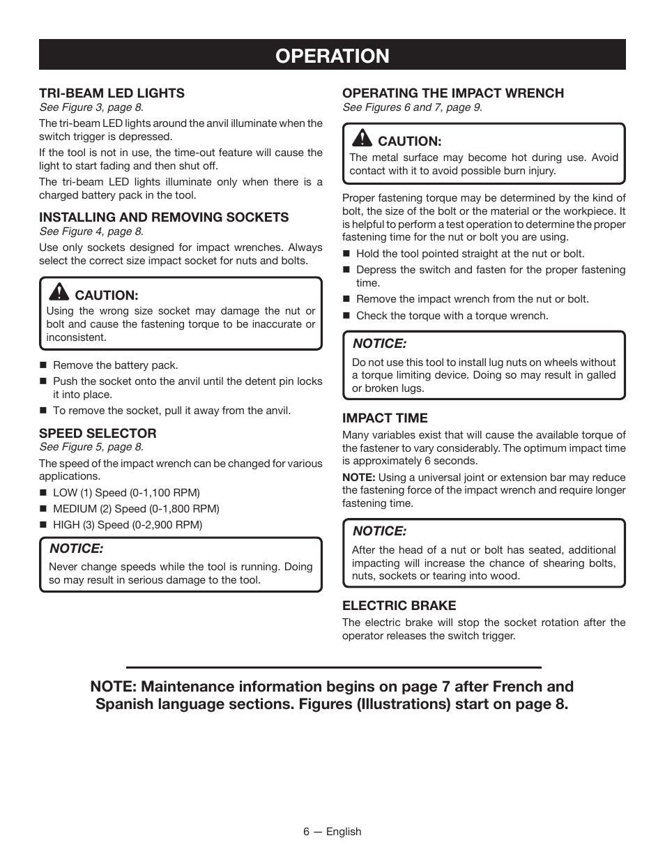 Operation | Ryobi P261 User Manual | Page 6 / 20