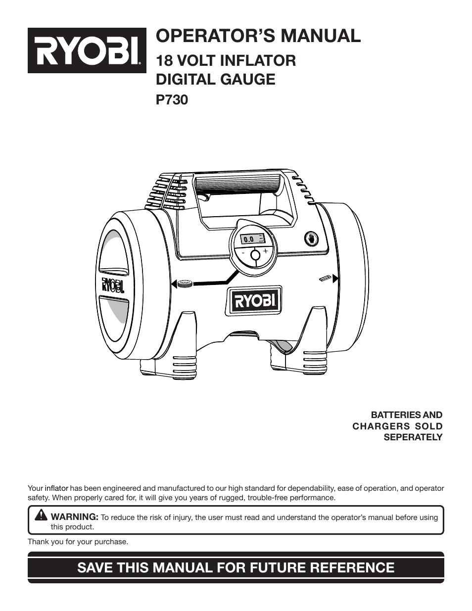 Ryobi P730 User Manual | 16 pages