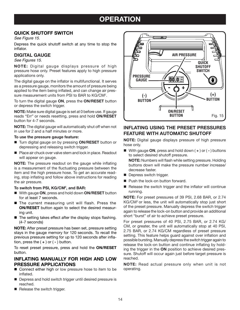 Operation | Ryobi P730 User Manual | Page 14 / 16