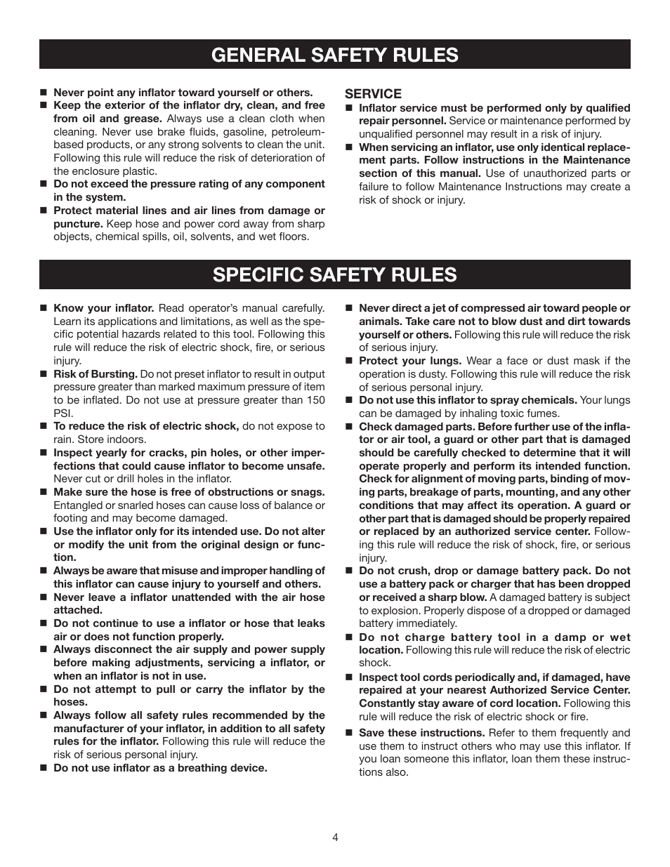 General safety rules specific safety rules | Ryobi P730 User Manual | Page 4 / 16