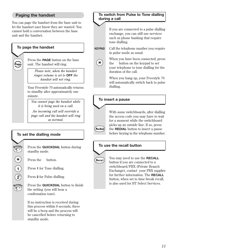 BT Freestyle 70 User Manual | Page 11 / 20