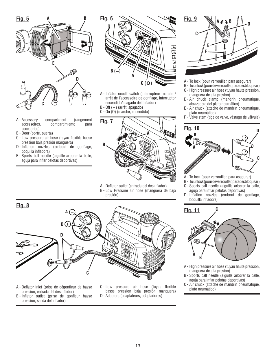 Fig. 5 fig. 7 fig. 8, Fig. 9, Fig. 6 | Fig. 10, Fig. 11, B ( ) c ( ), Ab d c, Ab c | Ryobi YN600A User Manual | Page 33 / 36