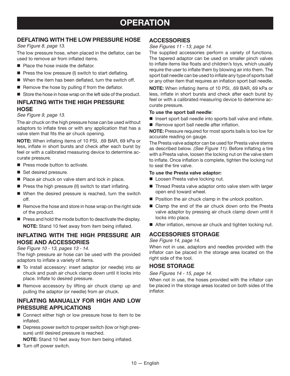 Operation | Ryobi P731 User Manual | Page 10 / 36