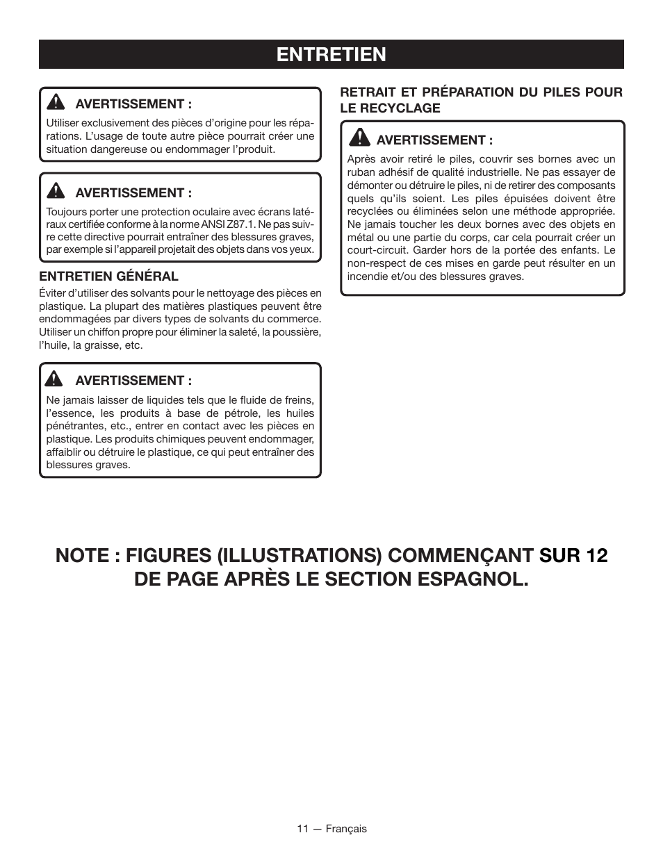 Entretien | Ryobi P731 User Manual | Page 21 / 36