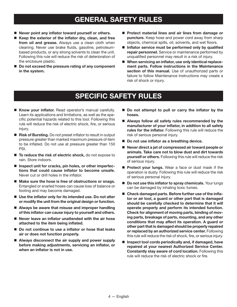 General safety rules specific safety rules | Ryobi P731 User Manual | Page 4 / 36