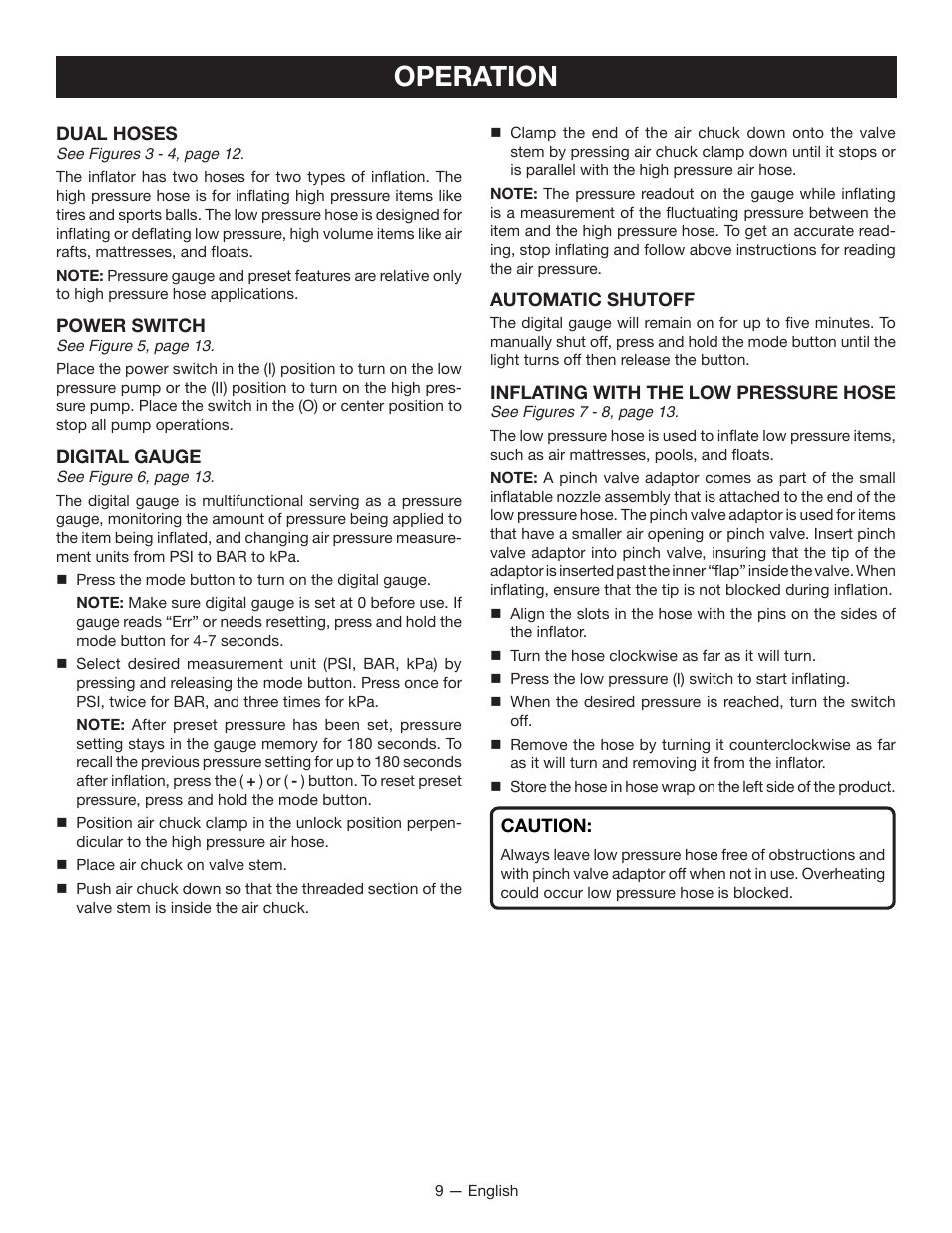 Operation | Ryobi P731 User Manual | Page 9 / 36