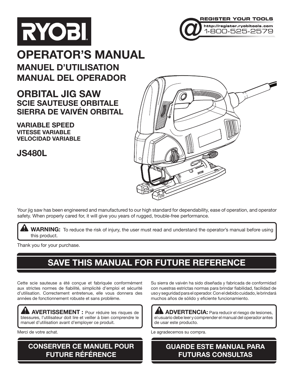 Ryobi JS480L User Manual | 40 pages