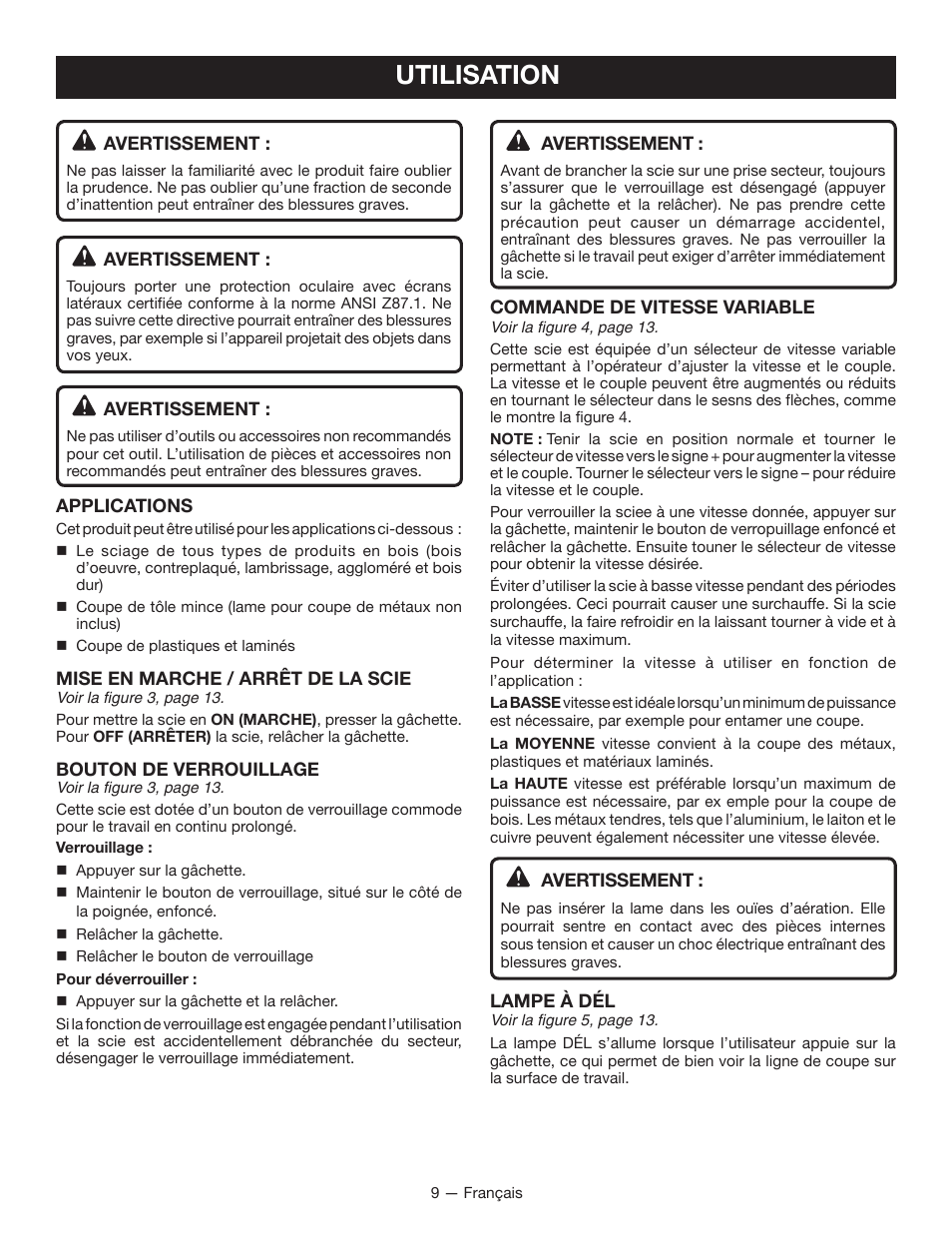 Utilisation | Ryobi JS480L User Manual | Page 21 / 40
