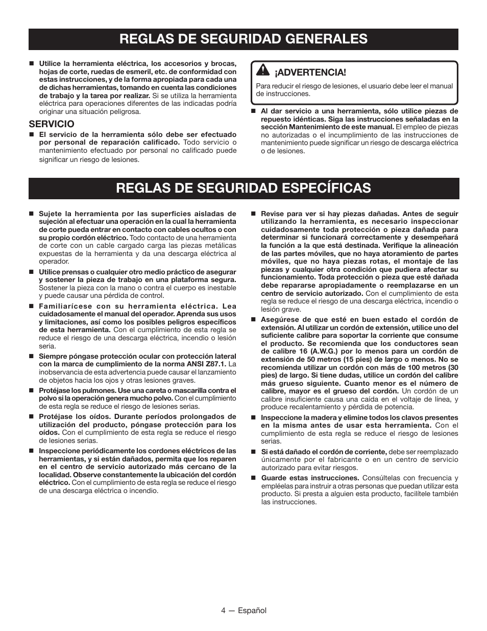 Servicio, Advertencia | Ryobi JS480L User Manual | Page 27 / 40