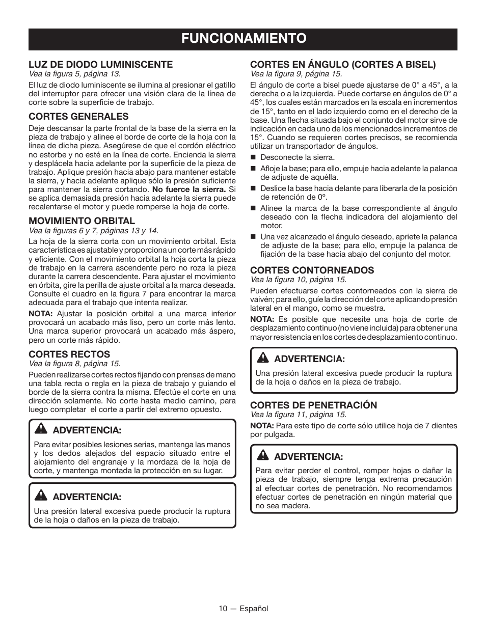 Funcionamiento | Ryobi JS480L User Manual | Page 33 / 40