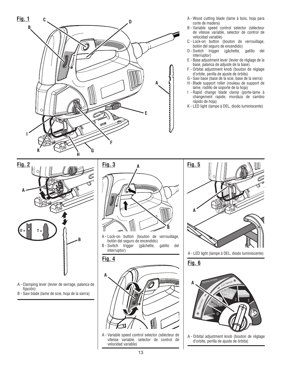 Fig. 1, Fig. 2 fig. 3, Fig. 6 | Fig. 4 fig. 5 | Ryobi JS480L User Manual | Page 36 / 40