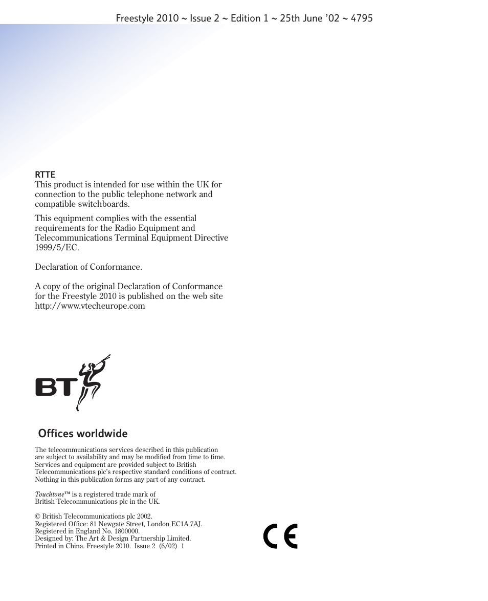 Offices worldwide | BT 2010 User Manual | Page 48 / 48