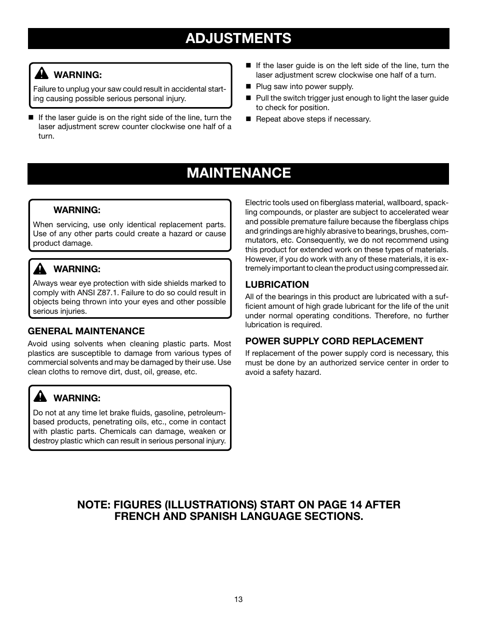 Maintenance adjustments | Ryobi JS550L User Manual | Page 13 / 44