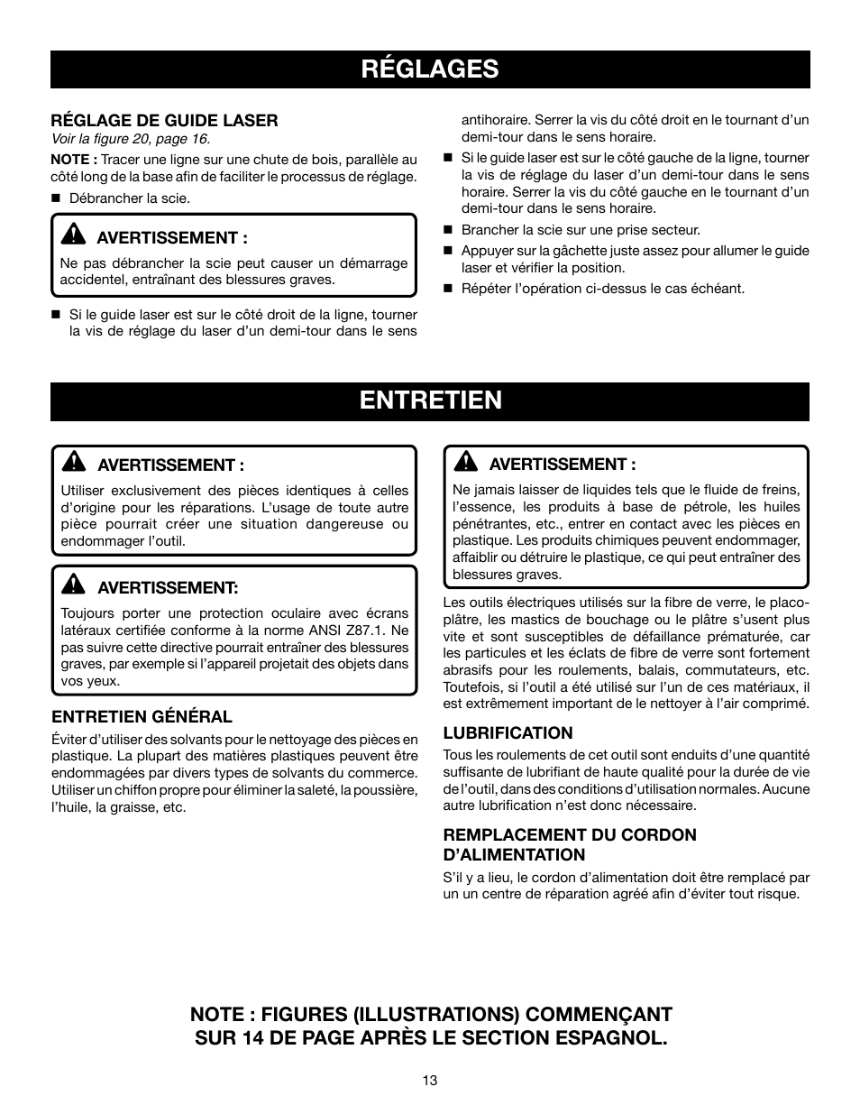 Réglages entretien | Ryobi JS550L User Manual | Page 25 / 44