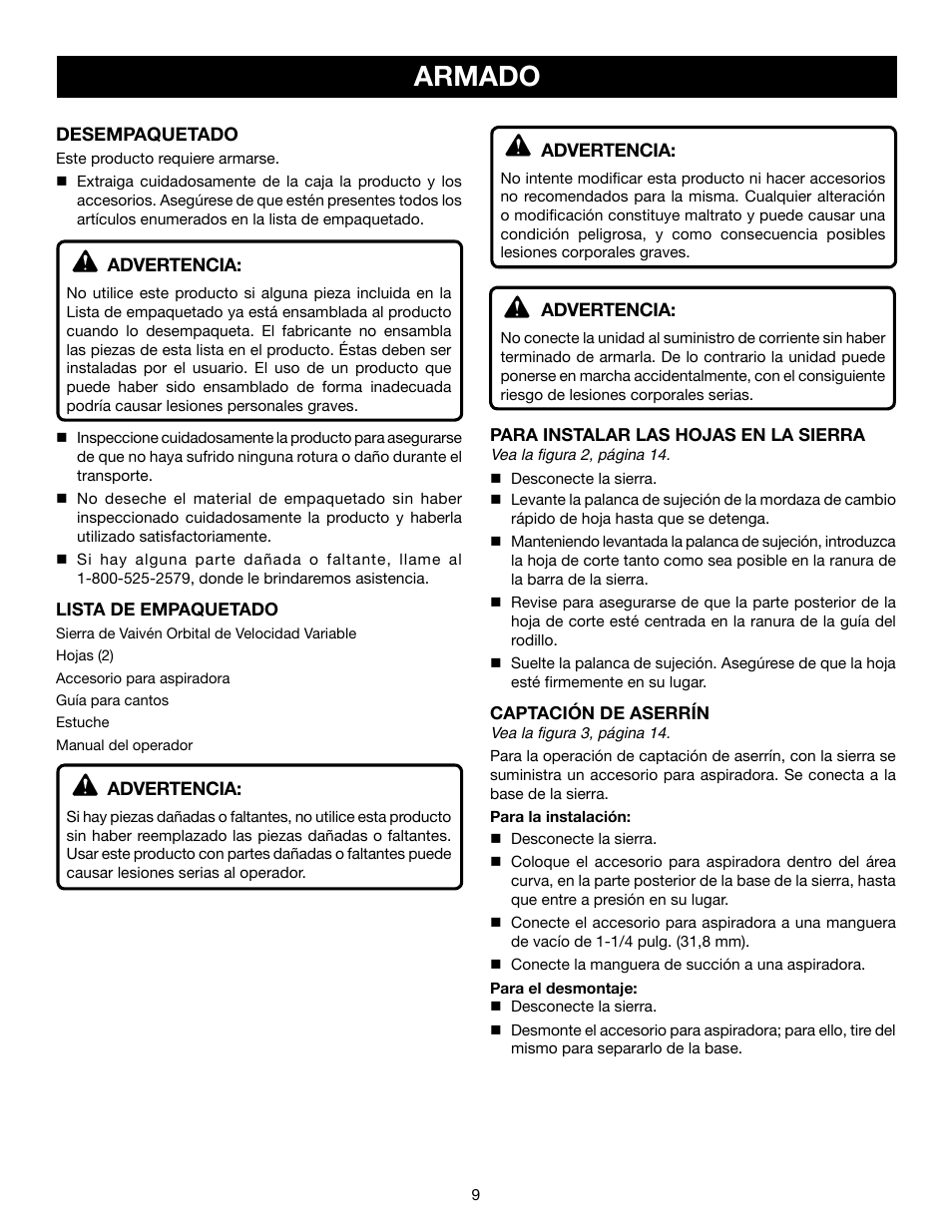 Armado | Ryobi JS550L User Manual | Page 33 / 44