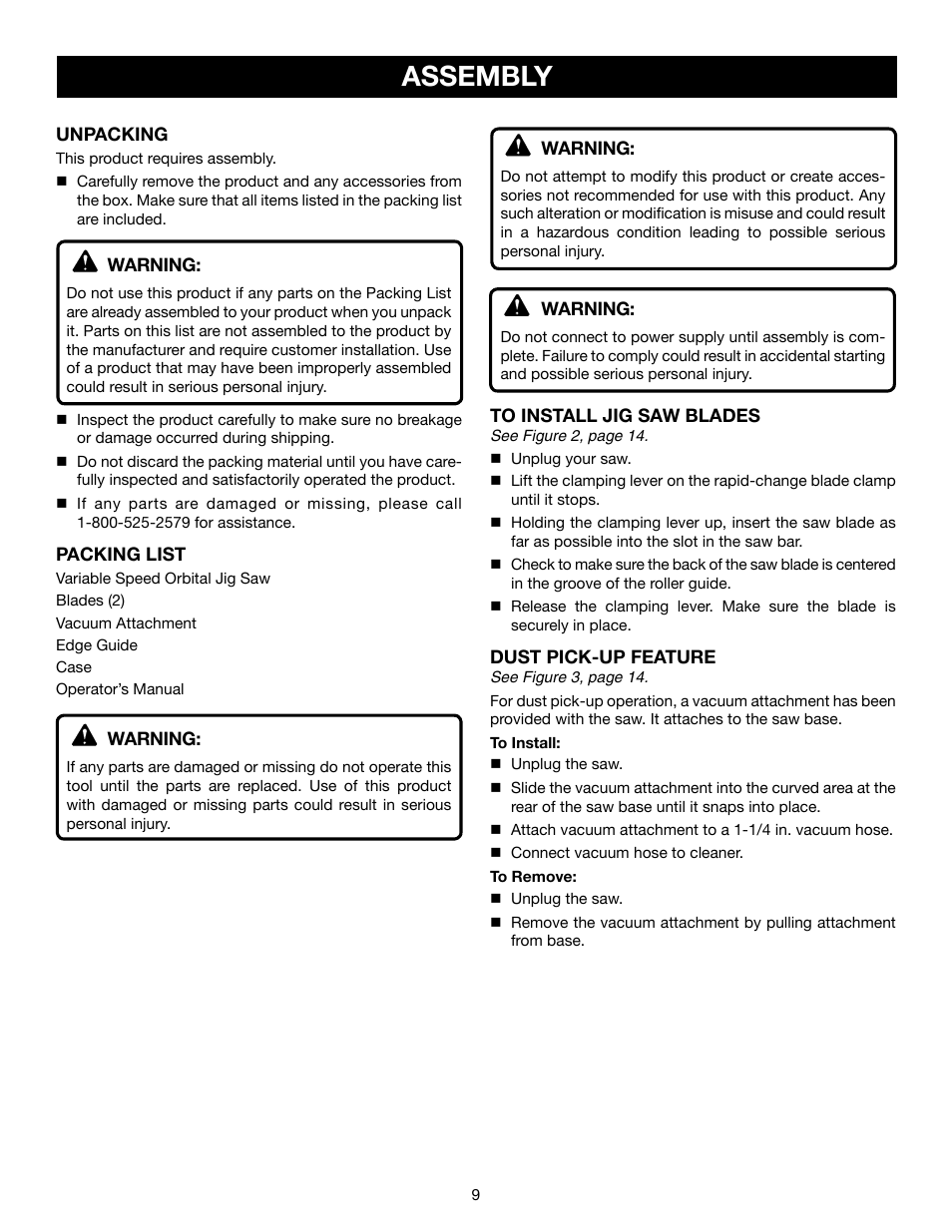 Assembly | Ryobi JS550L User Manual | Page 9 / 44