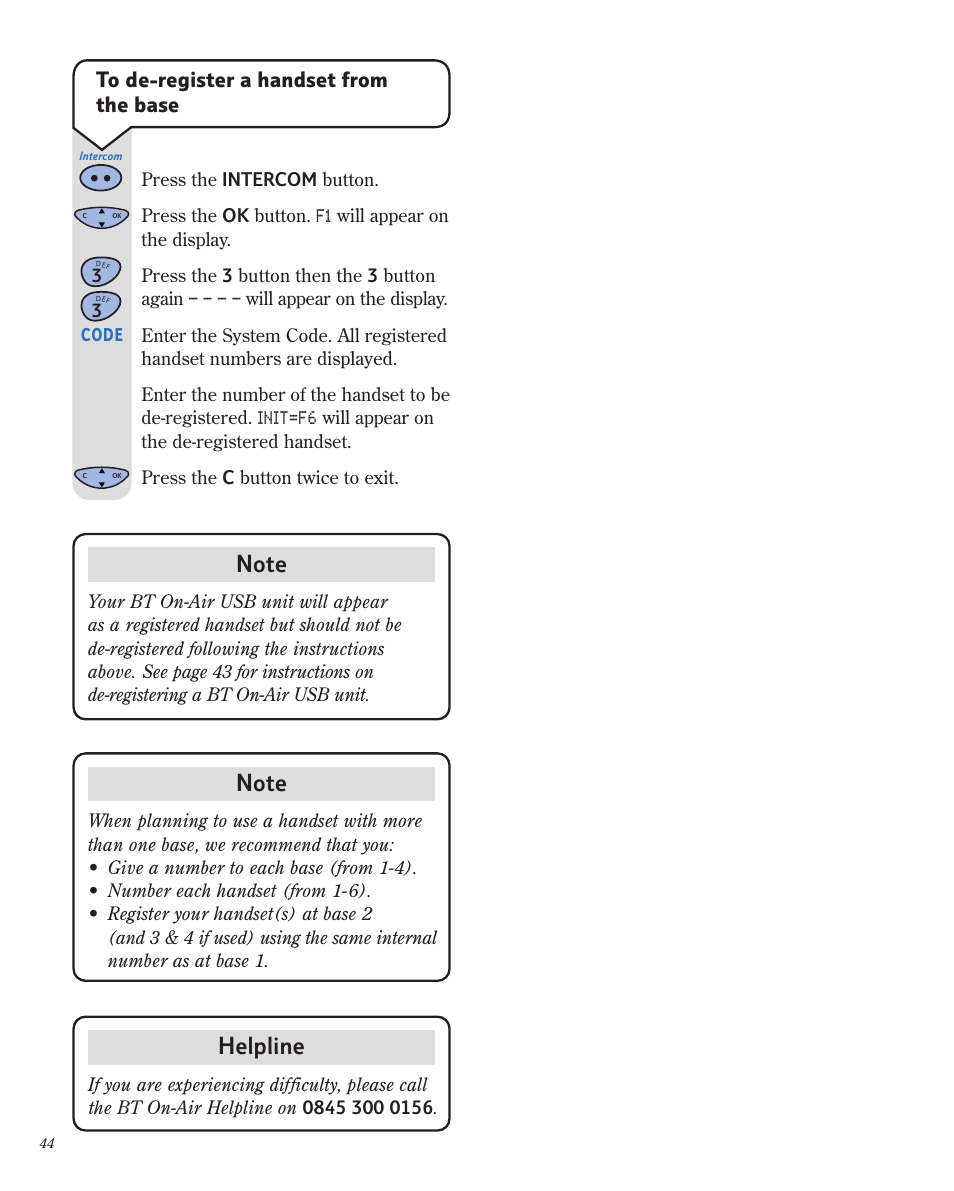 Helpline | BT 1800 User Manual | Page 44 / 58