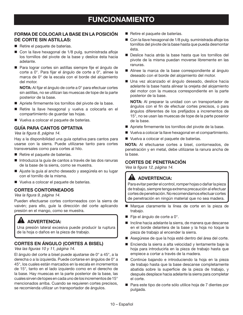 Funcionamiento | Ryobi P521 User Manual | Page 30 / 36