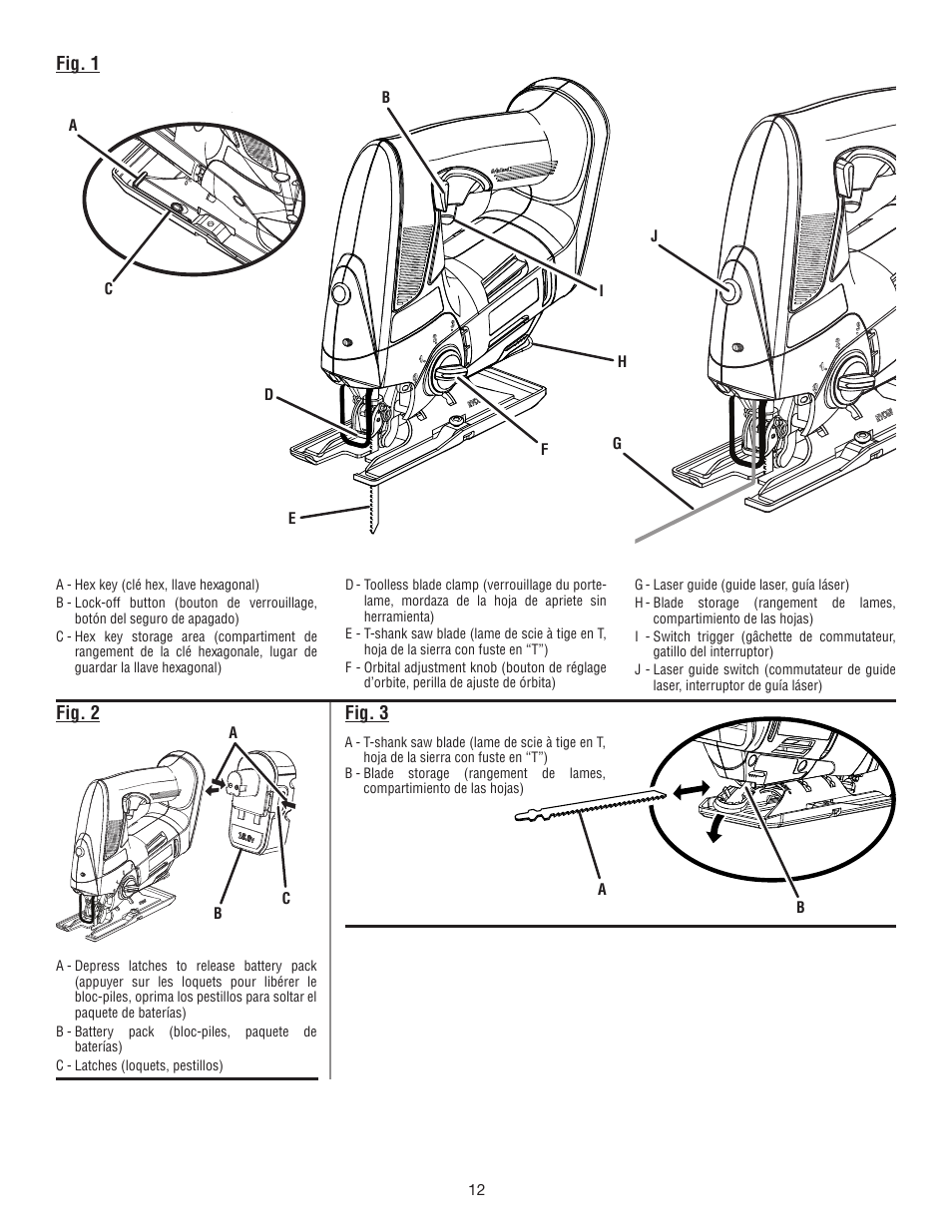 Fig. 1 fig. 2, Fig. 3 | Ryobi P521 User Manual | Page 32 / 36