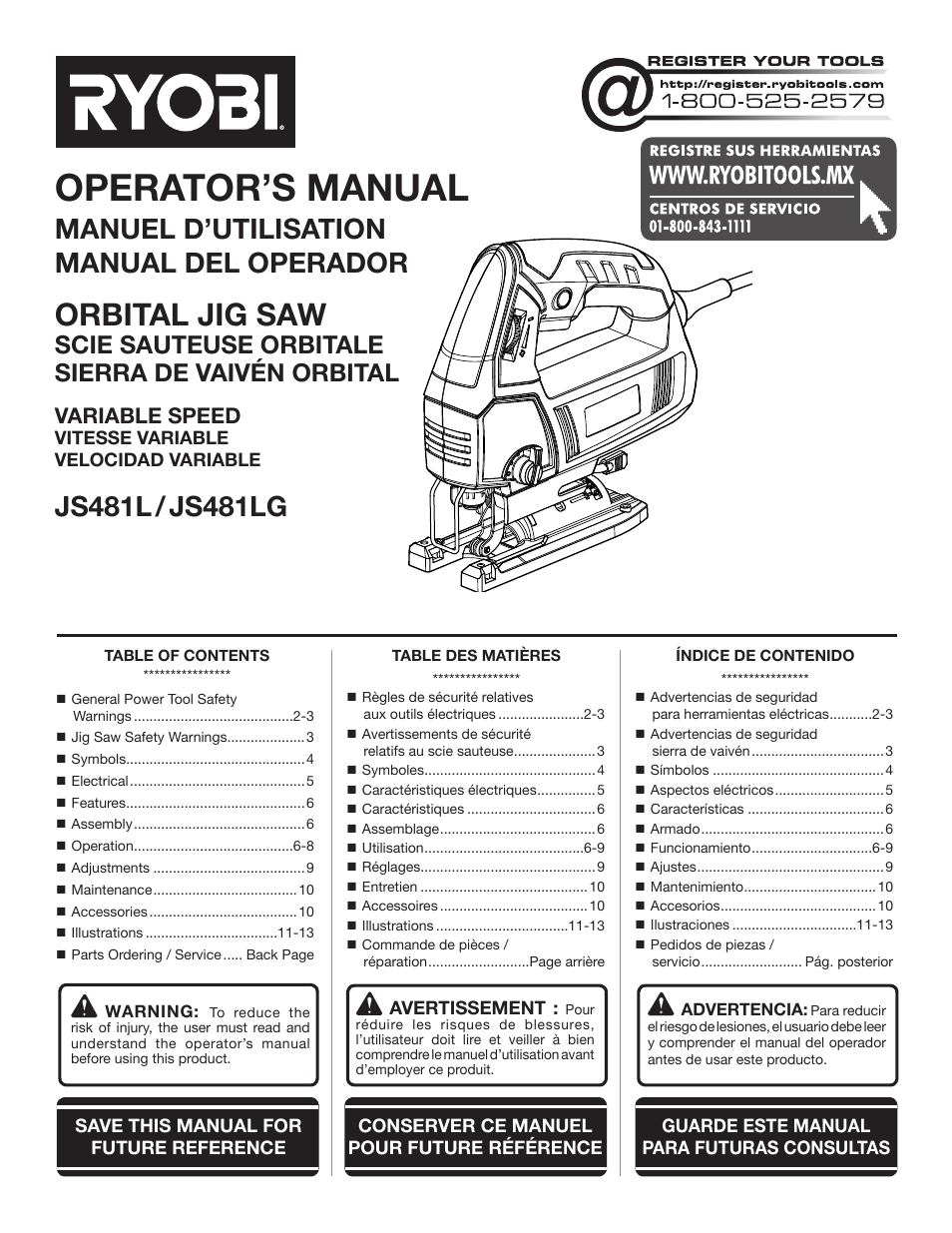 Ryobi JS481L User Manual | 32 pages