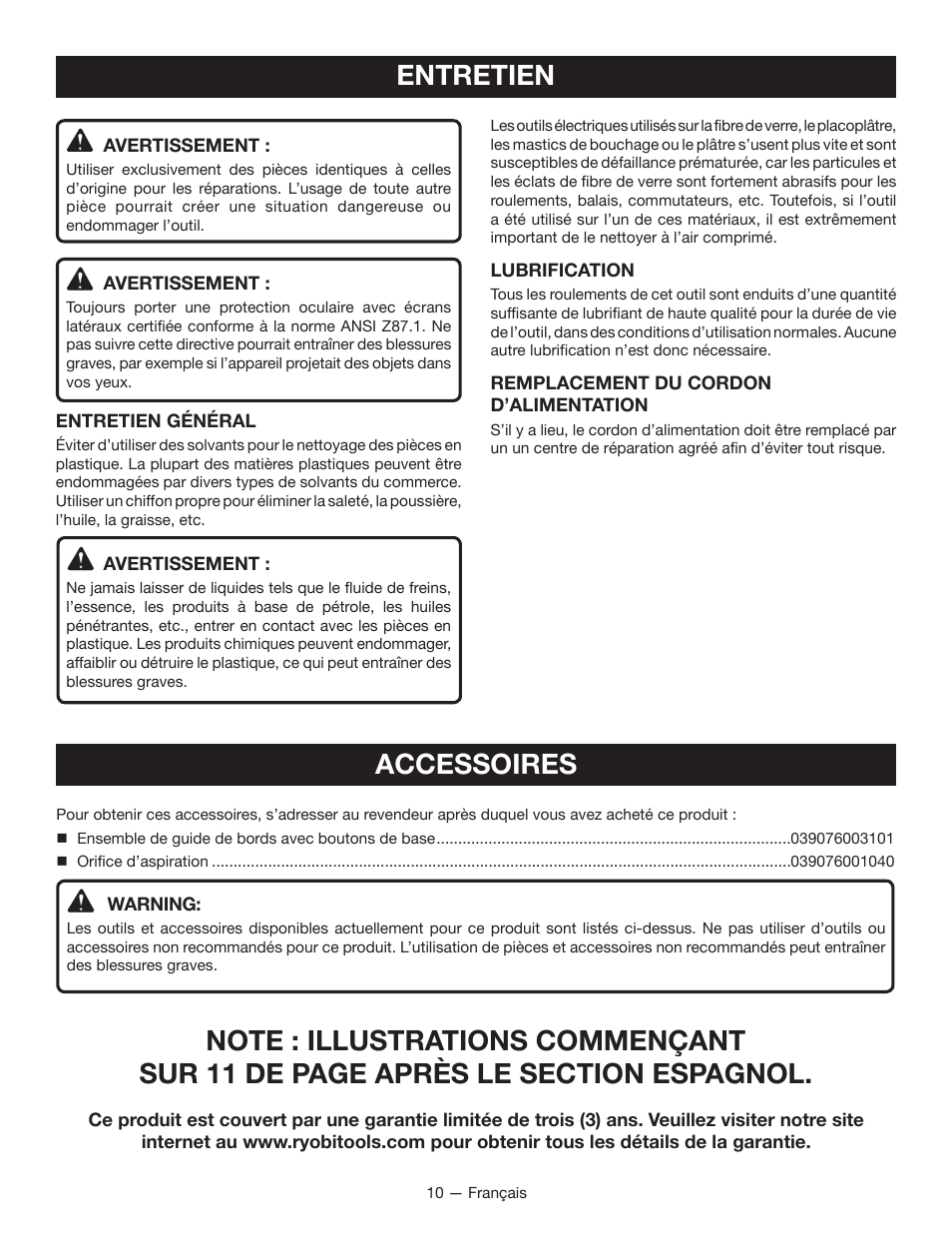 Accessoires | Ryobi JS481L User Manual | Page 19 / 32