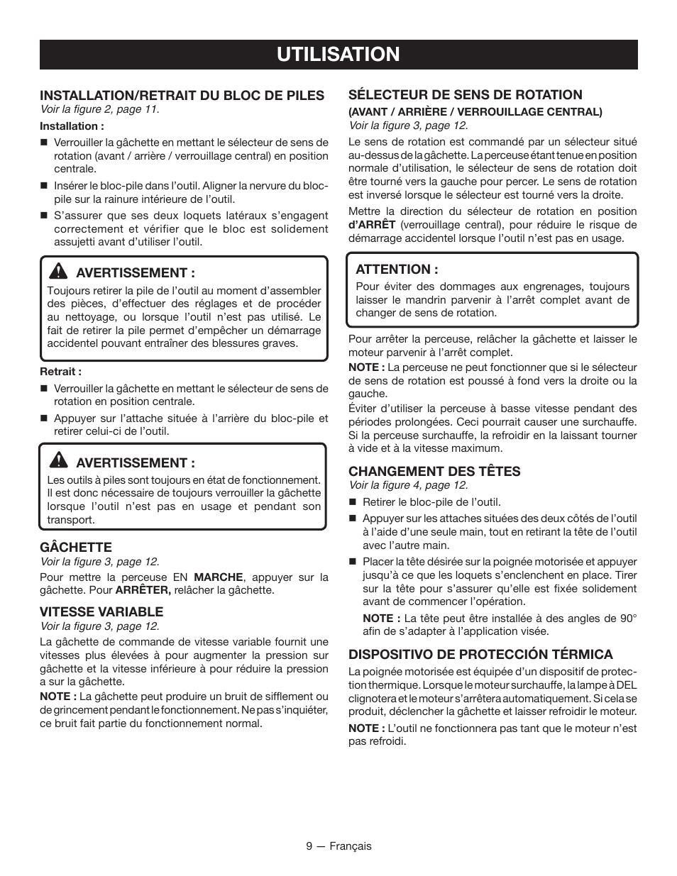 Utilisation | Ryobi P246 User Manual | Page 18 / 32