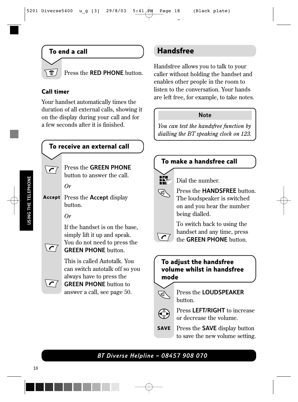 Handsfree | BT DIVERSE 5400 User Manual | Page 20 / 65