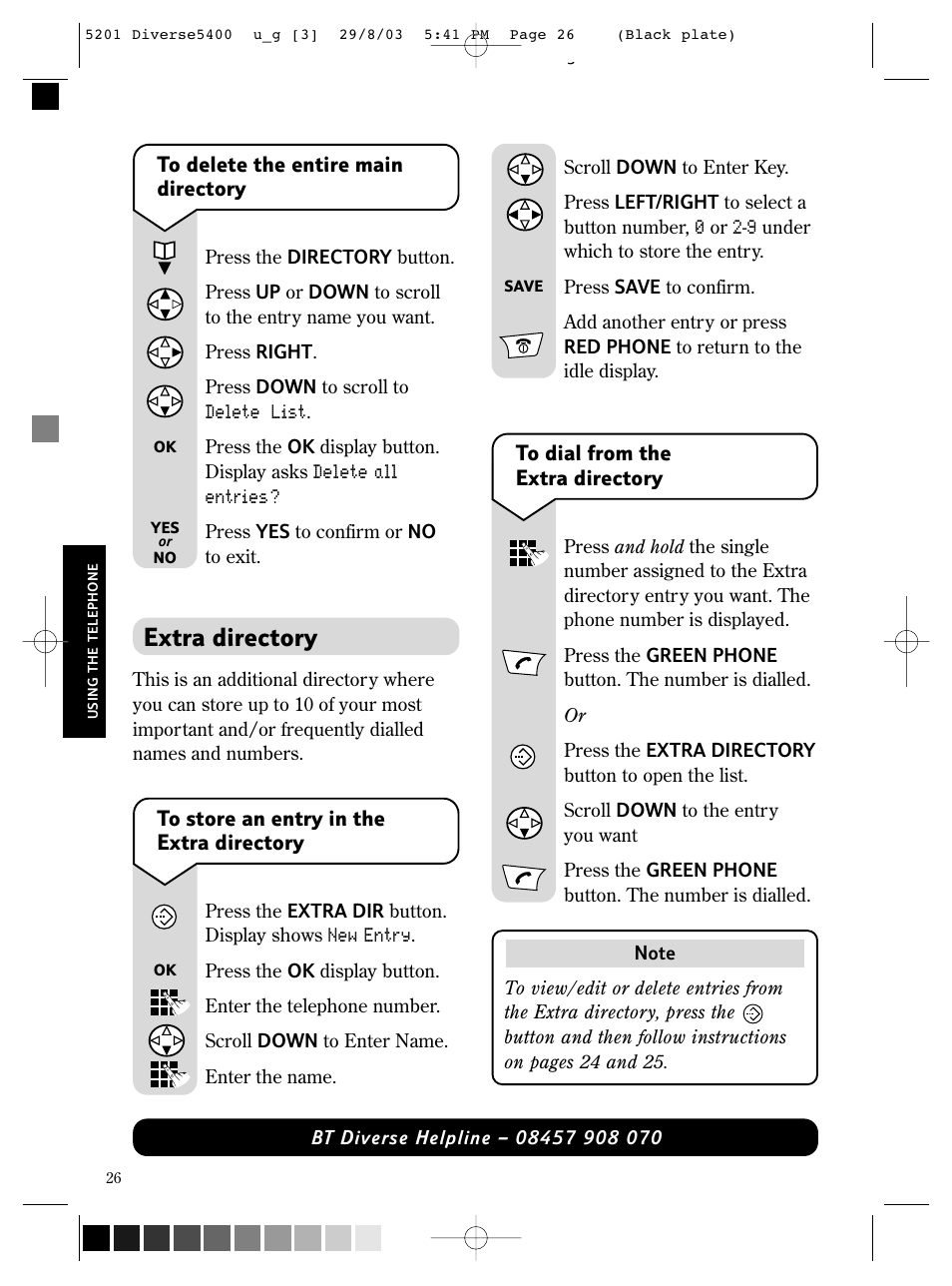 Extra directory | BT DIVERSE 5400 User Manual | Page 28 / 65