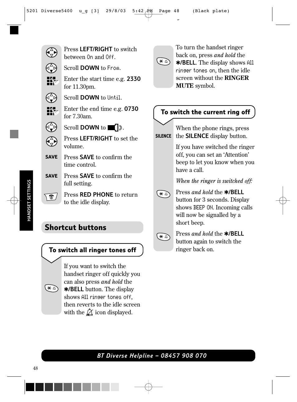 Shortcut buttons | BT DIVERSE 5400 User Manual | Page 50 / 65