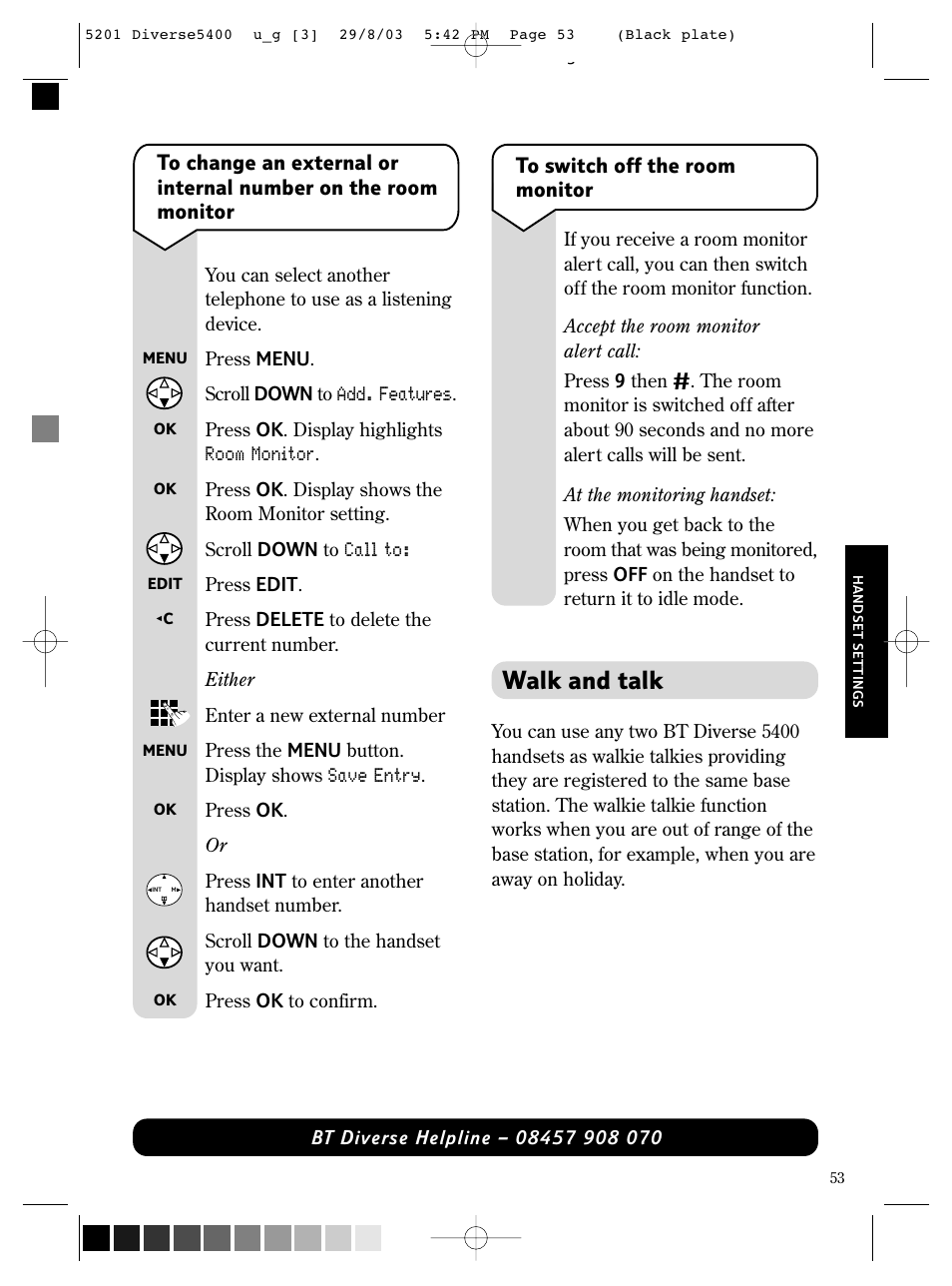 Walk and talk | BT DIVERSE 5400 User Manual | Page 55 / 65
