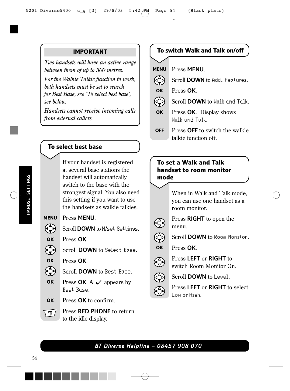 BT DIVERSE 5400 User Manual | Page 56 / 65