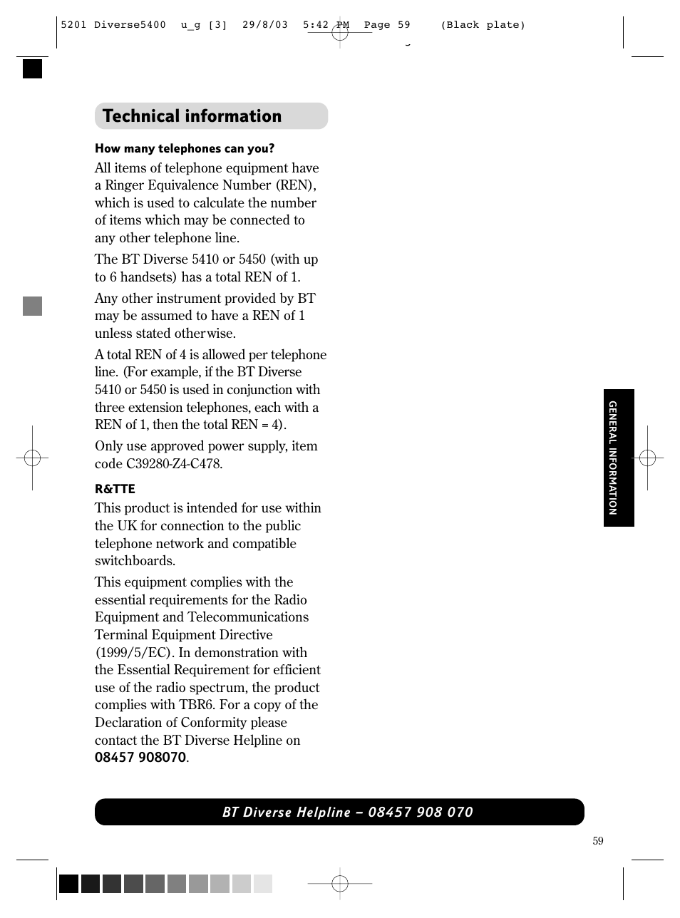 Technical information | BT DIVERSE 5400 User Manual | Page 61 / 65
