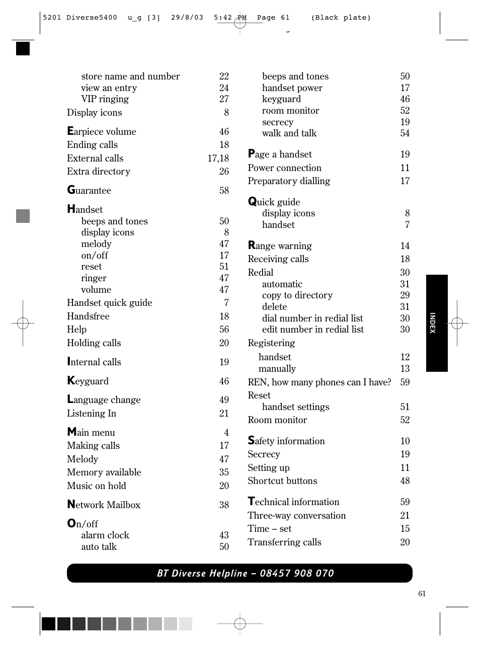 BT DIVERSE 5400 User Manual | Page 63 / 65