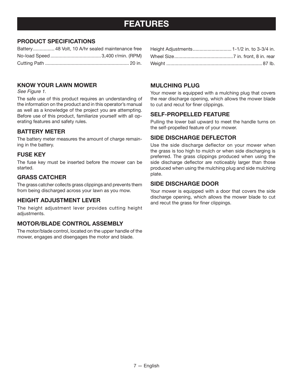 Features | Ryobi RY14110А User Manual | Page 11 / 48