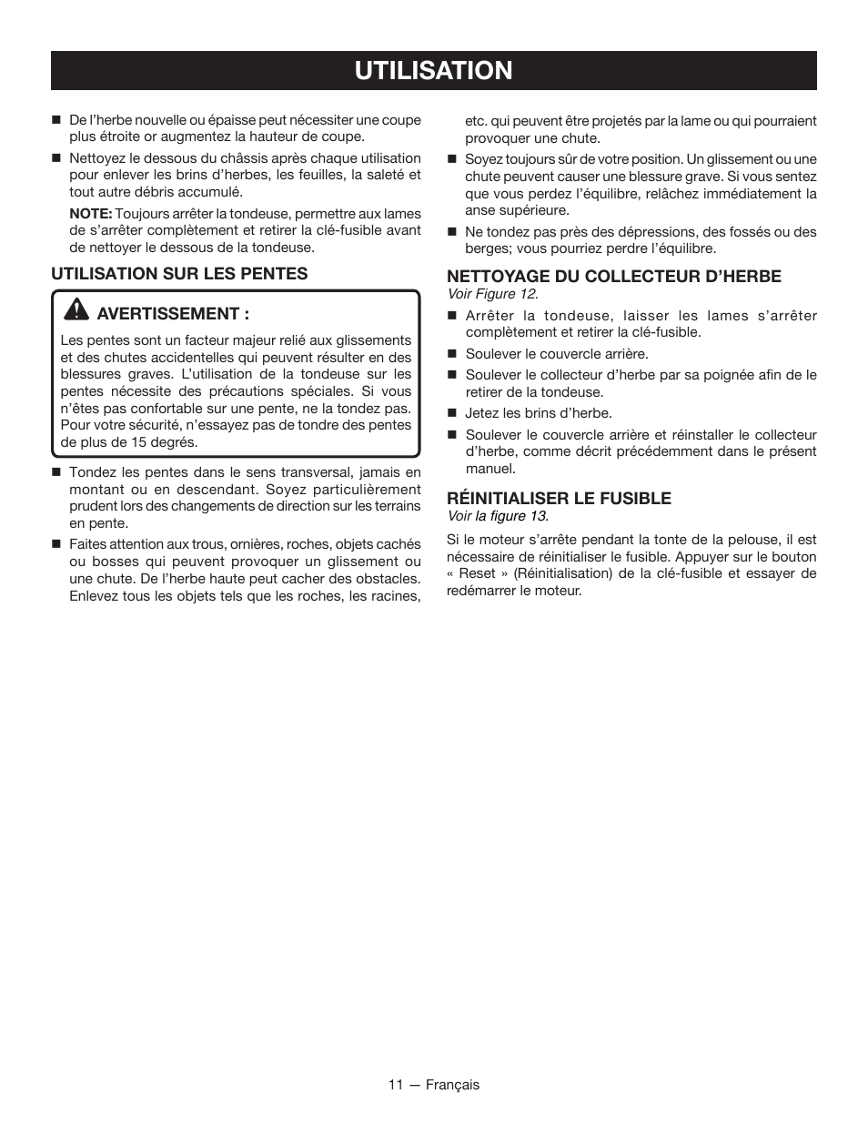 Utilisation | Ryobi RY14110А User Manual | Page 28 / 48