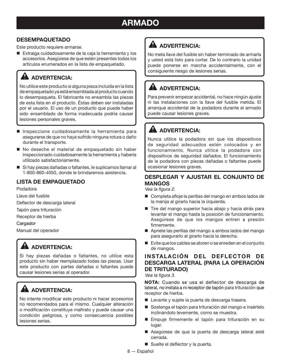 Armado | Ryobi RY14110А User Manual | Page 39 / 48