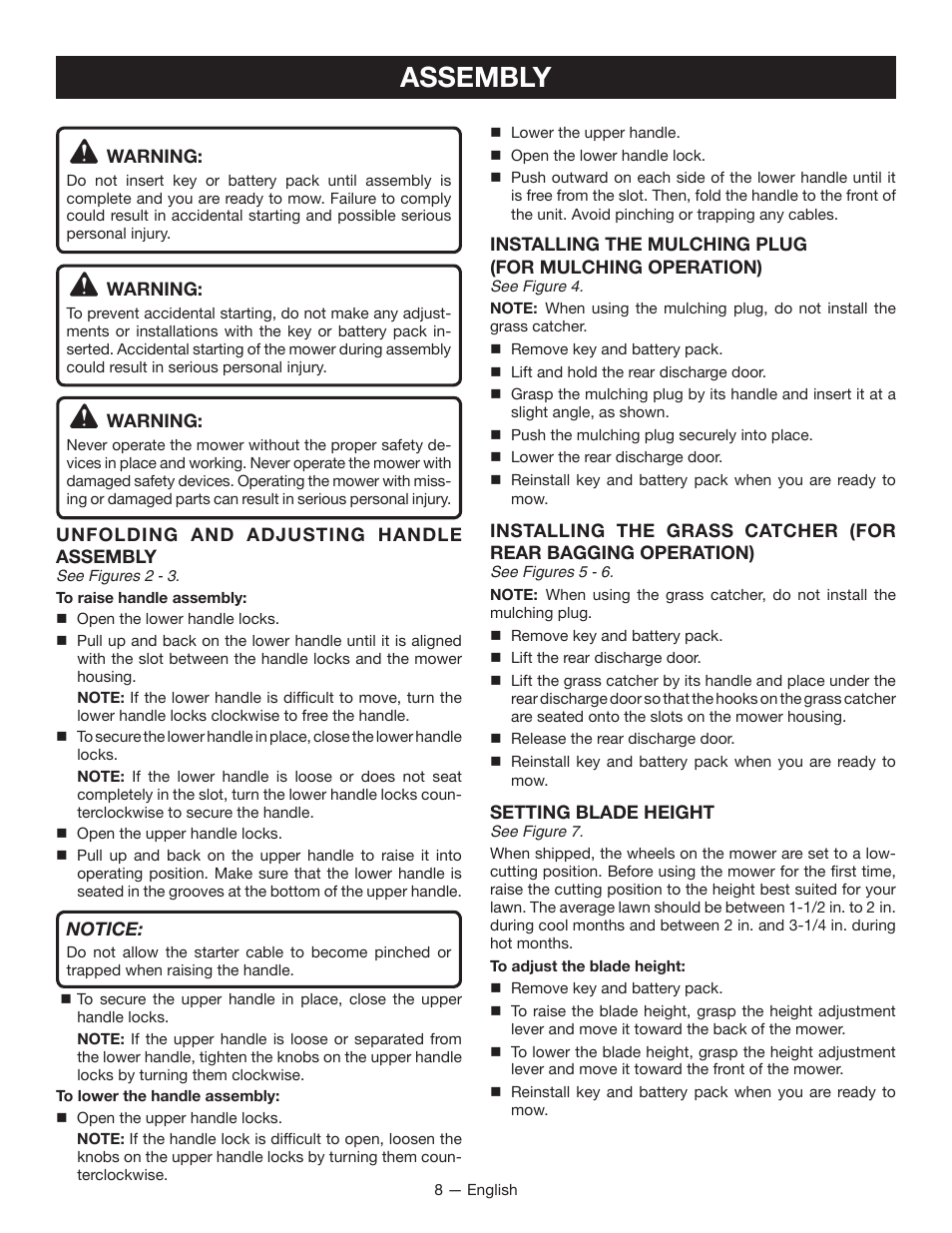 Assembly | Ryobi RY40100 User Manual | Page 12 / 40