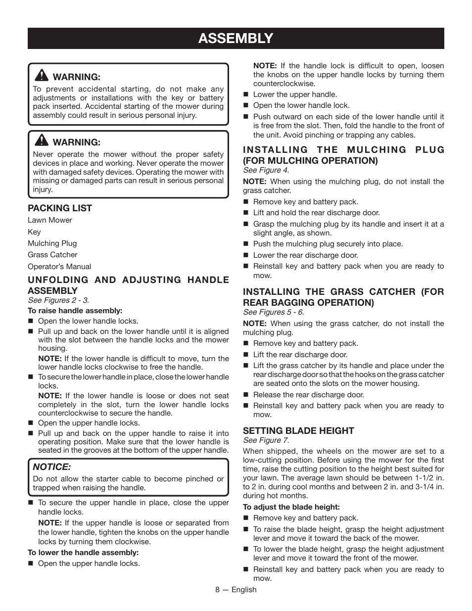 Assembly | Ryobi RY40101 User Manual | Page 12 / 40