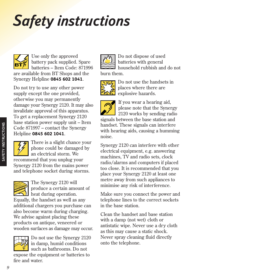 Safety instructions | BT 2120 User Manual | Page 11 / 45