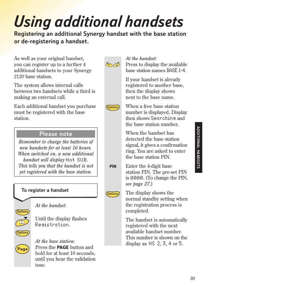 Using additional handsets | BT 2120 User Manual | Page 32 / 45