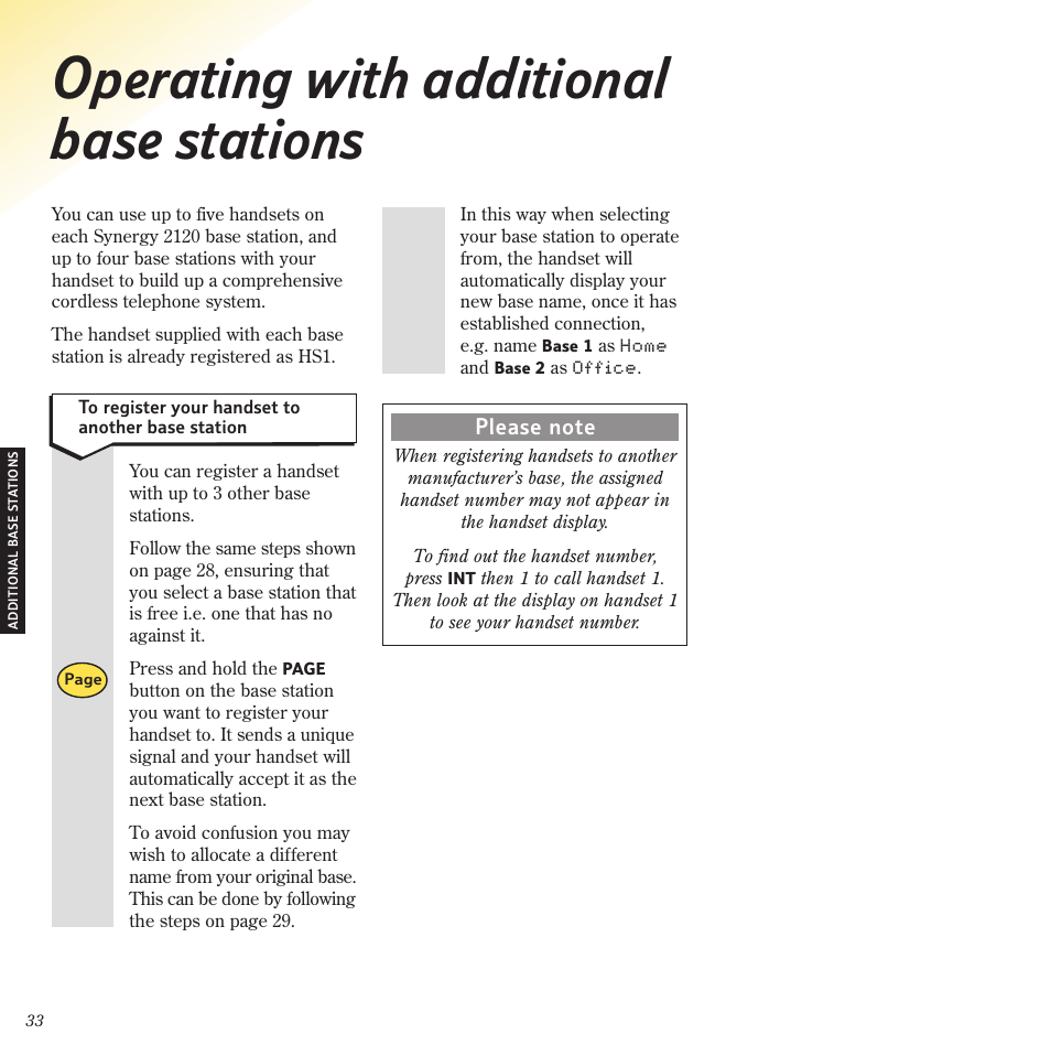 Operating with additional base stations | BT 2120 User Manual | Page 35 / 45