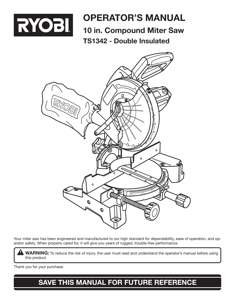 Ryobi TS1342 User Manual | 30 pages