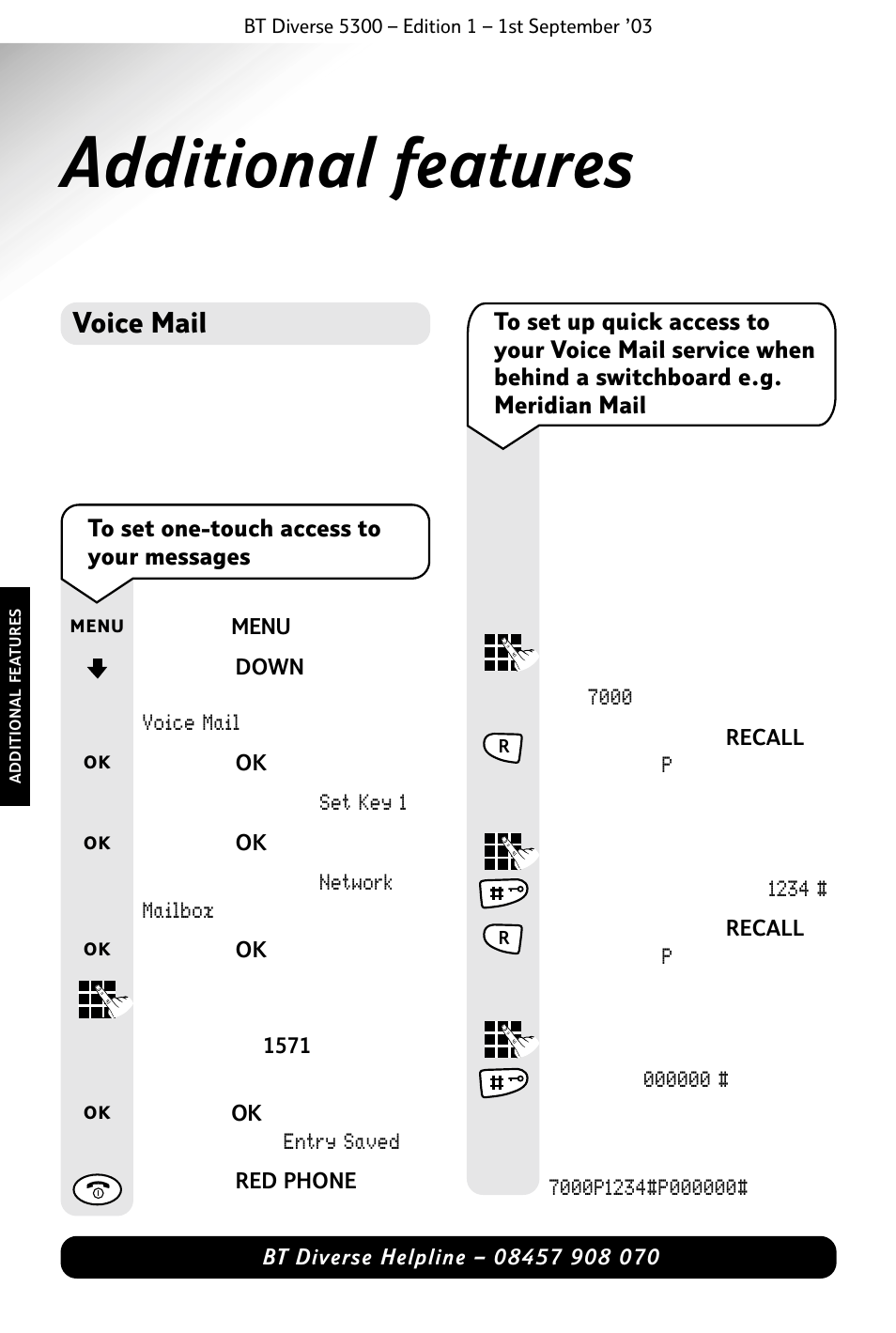 Additional features, Voice mail | BT 5300 User Manual | Page 34 / 54