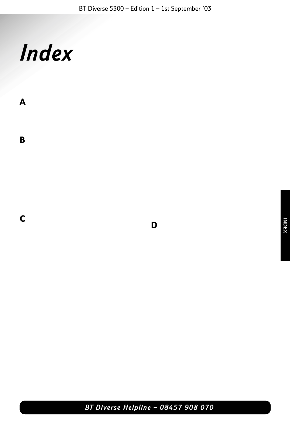 Index | BT 5300 User Manual | Page 51 / 54